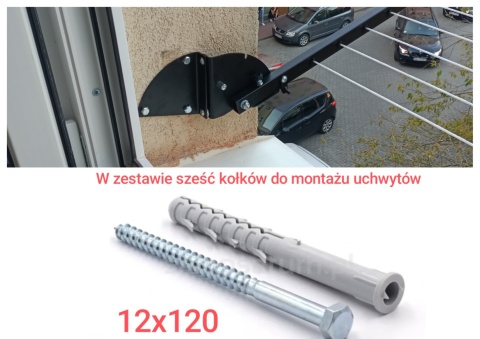 Uchwyty Do Muru (SZPALETY) do suszarki Za Okno Marki Mukta + Kołki